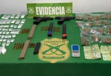 Carabineros detiene a un sujeto que mantenía 2 pistolas, municiones y drogas en el vehículo